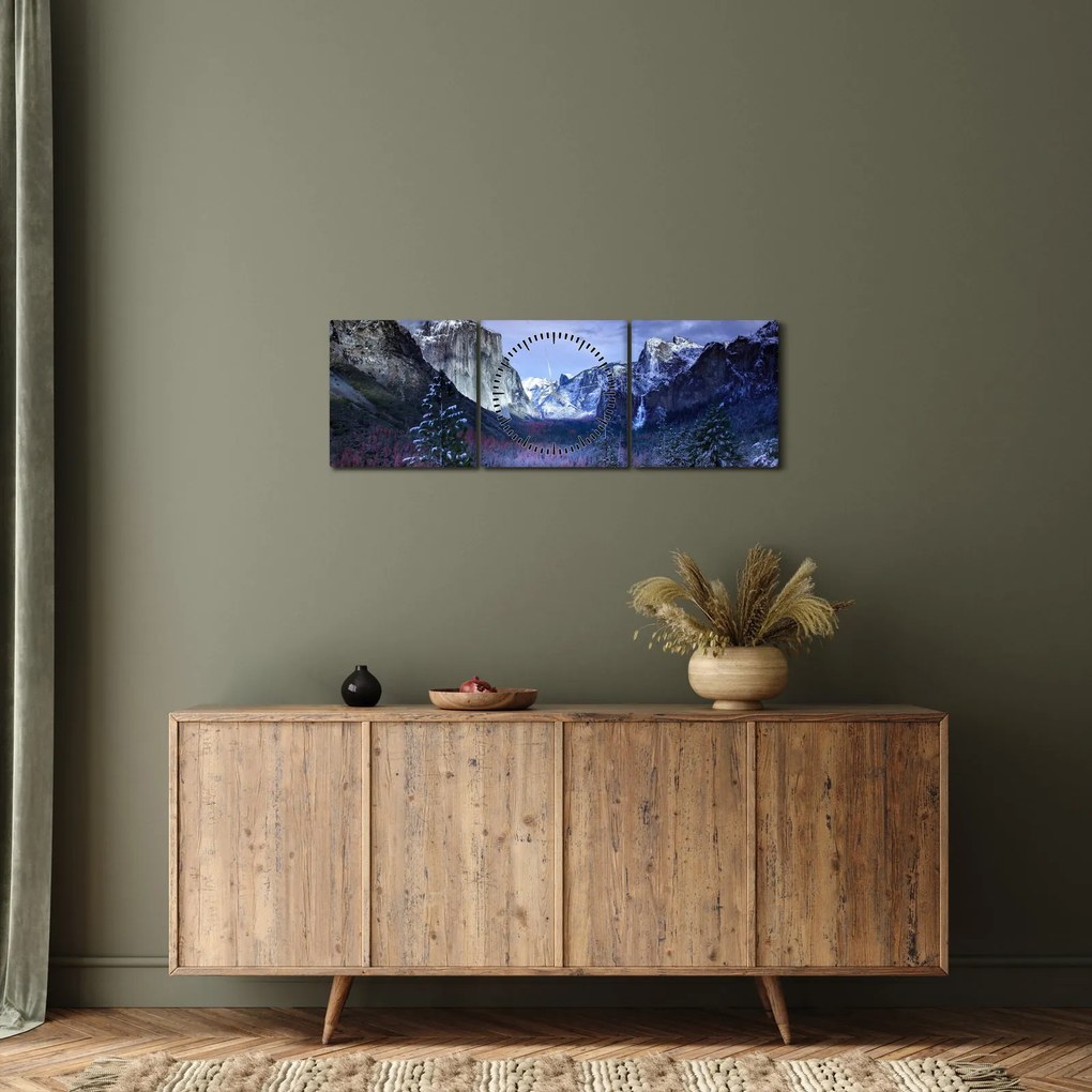 Téli hegyi tájkép (órával) (90x30 cm)