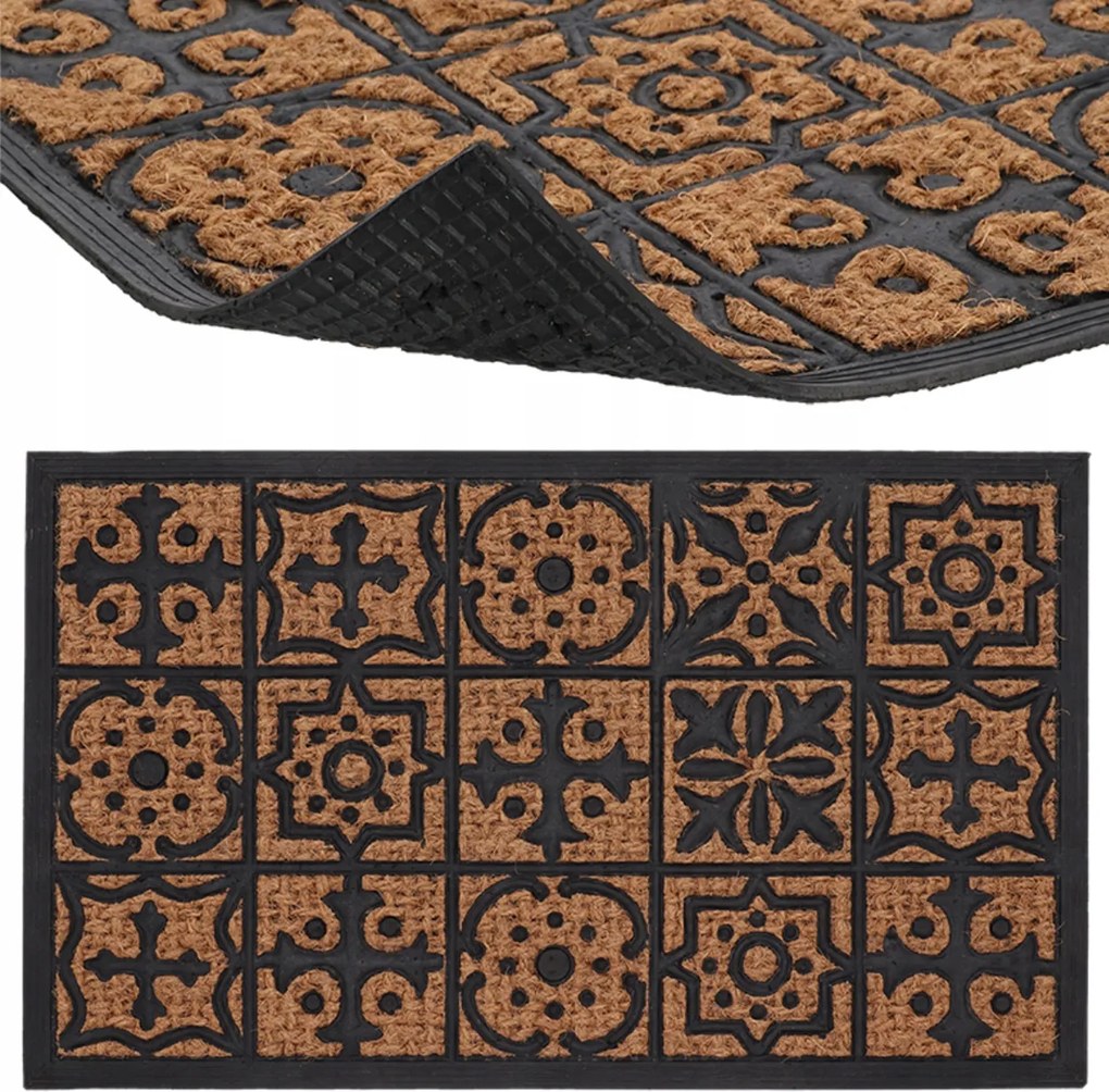 Lábtörlő mozaik kókuszrostból és gumiból 75x45 cm Ajtó Előtt