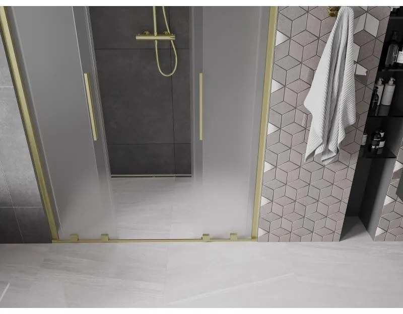 Mexen Velar Duo, tolózuhanyajtó nyitáshoz 140 cm, 8 mm-es matt üveg, arany matt, 871-140-000-32-55