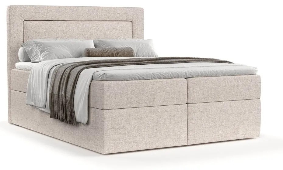 Bézs ágyneműtartós boxspring ágy 140x200 cm Imagine – Maison de Rêve