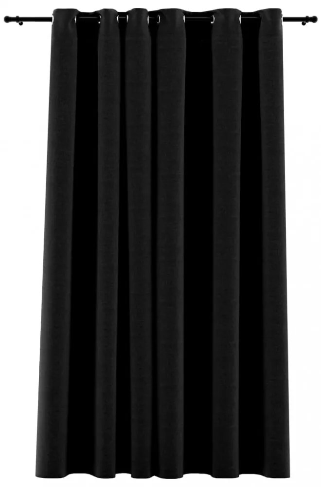 antracit vászonhatású sötétítőfüggöny fűzőkarikával 290x245 cm