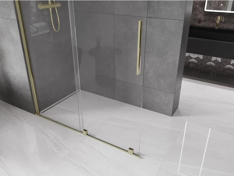 Mexen Velar, nyílásba tolóajtó Walk-In 140 cm, 8 mm átlátszó üveg, arany fényes, 871-140-000-03-50