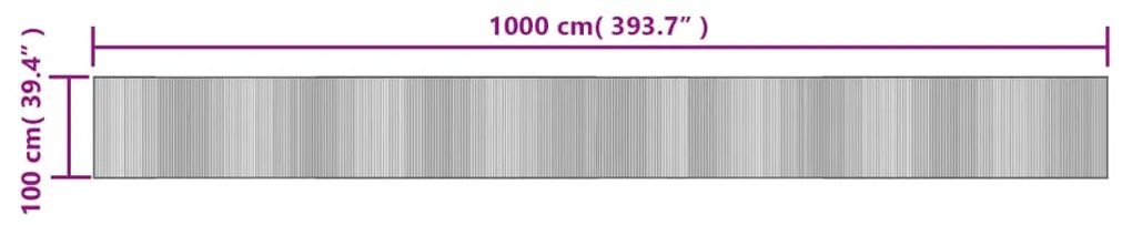 négyszögletű sötétbarna bambusz szőnyeg 100 x 1000 cm