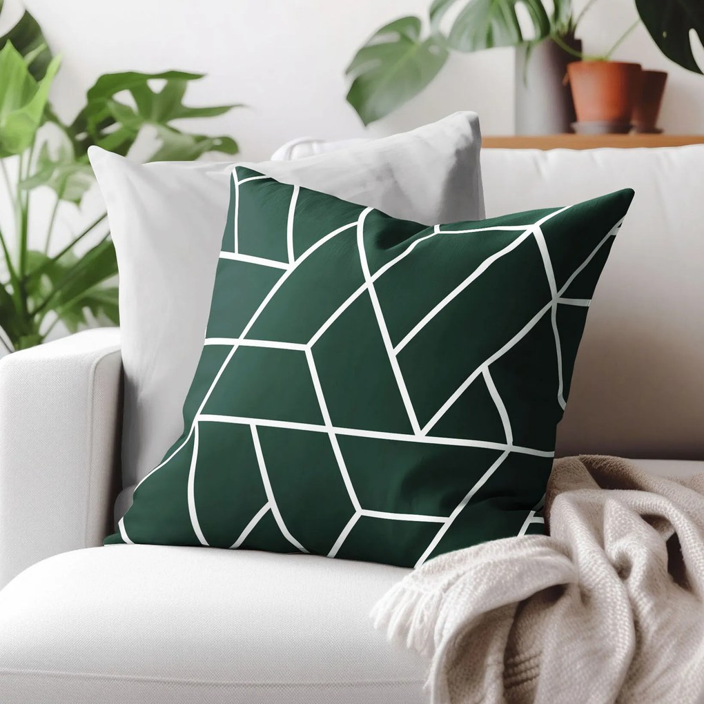 Goldea pamut párnahuzat - mozaik minta, sötétzöld alapon 70 x 90 cm