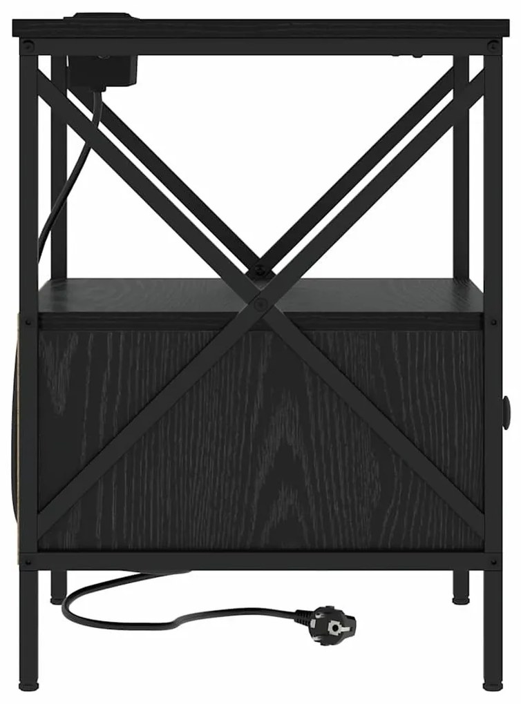 vidaXL Éjjeliszekrény 2 pcs Fekete tölgy 41,5 x 40,5 x 55 cm Faanyag