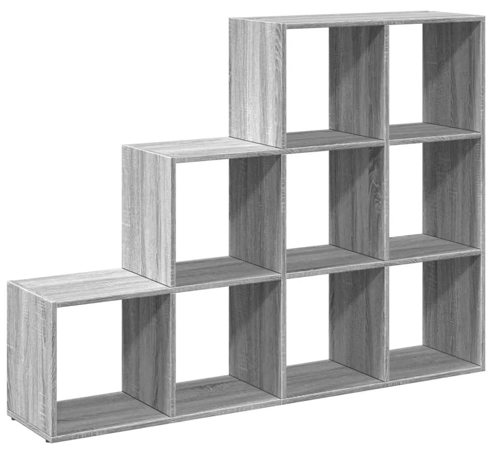 3 szintes szürke sonoma elválasztó könyvespolc 137,5x29x103,5cm