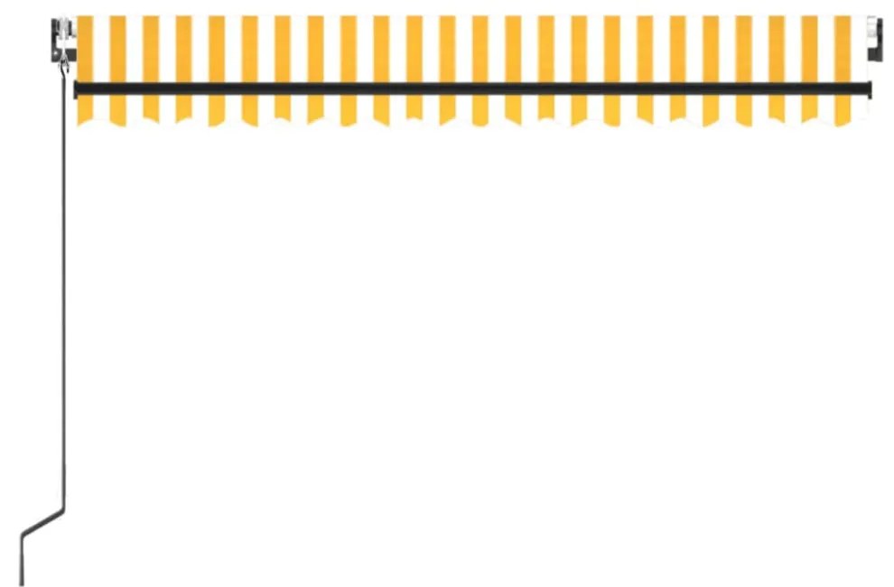 sárga-fehér szélérzékelős és LED-es napellenző 450 x 350 cm