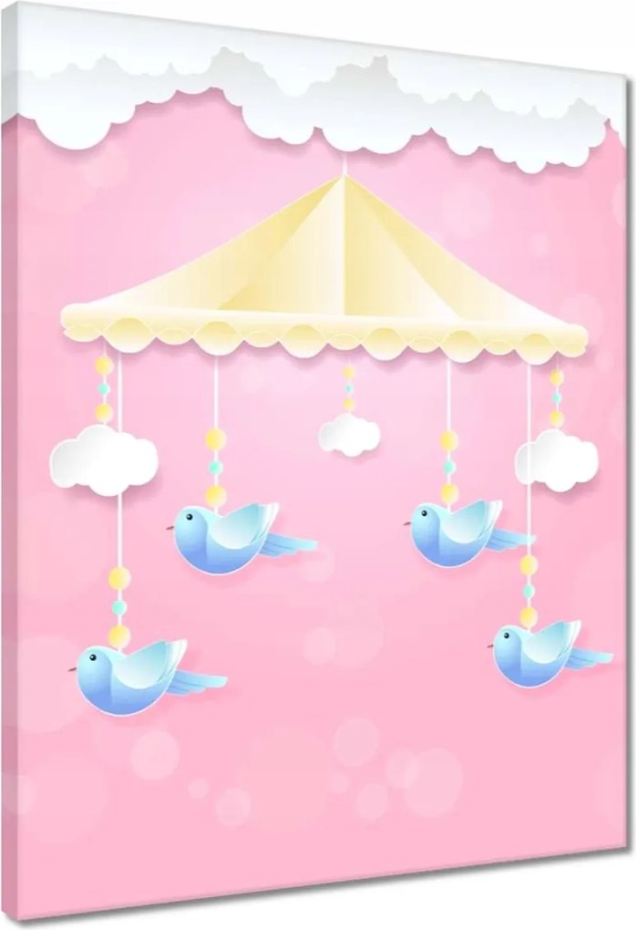 Vászonkép 40x50 Aranyos körhinta madárkákkal