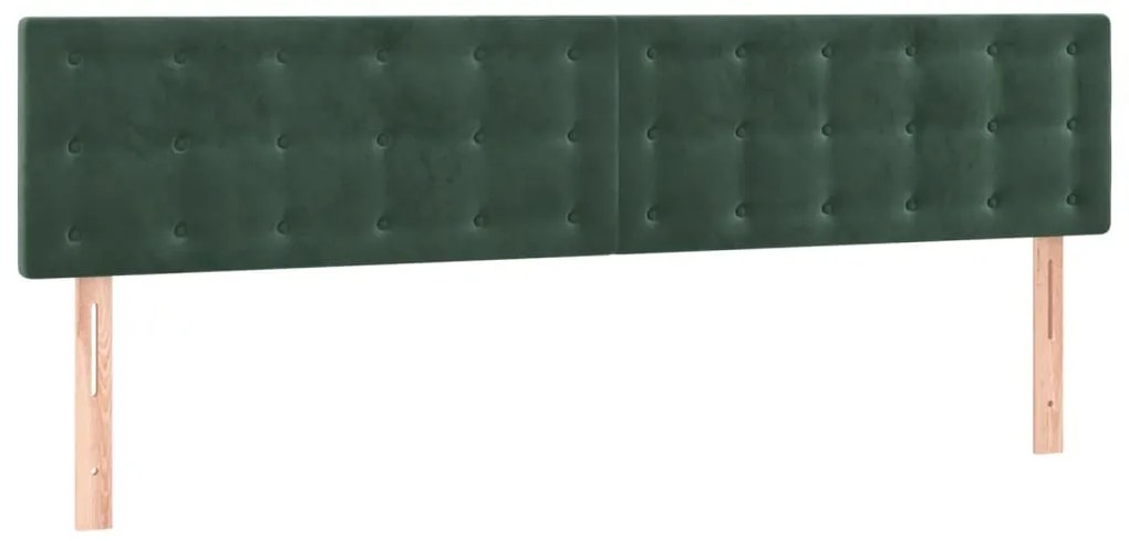 sötétzöld bársony LED-es fejtámla 160x5x78/88 cm