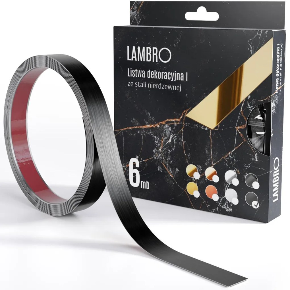 ambro öntapadós díszcsík fekete matt 10-20mm