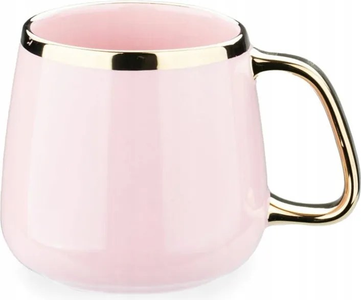 Porcelán bögre arany füllel rózsaszín 480 ml