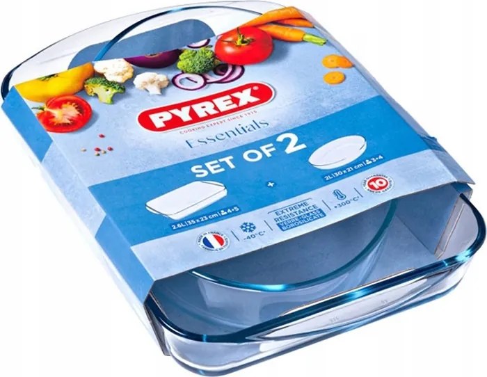 2 db-os lasagne hőálló edény szett Pyrex 2,2 L 2,8 L