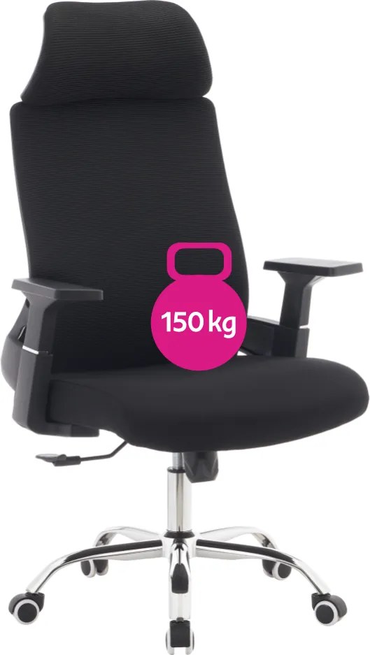 Irodai szék, fekete/króm, teherbírás 150 kg, HOLGER