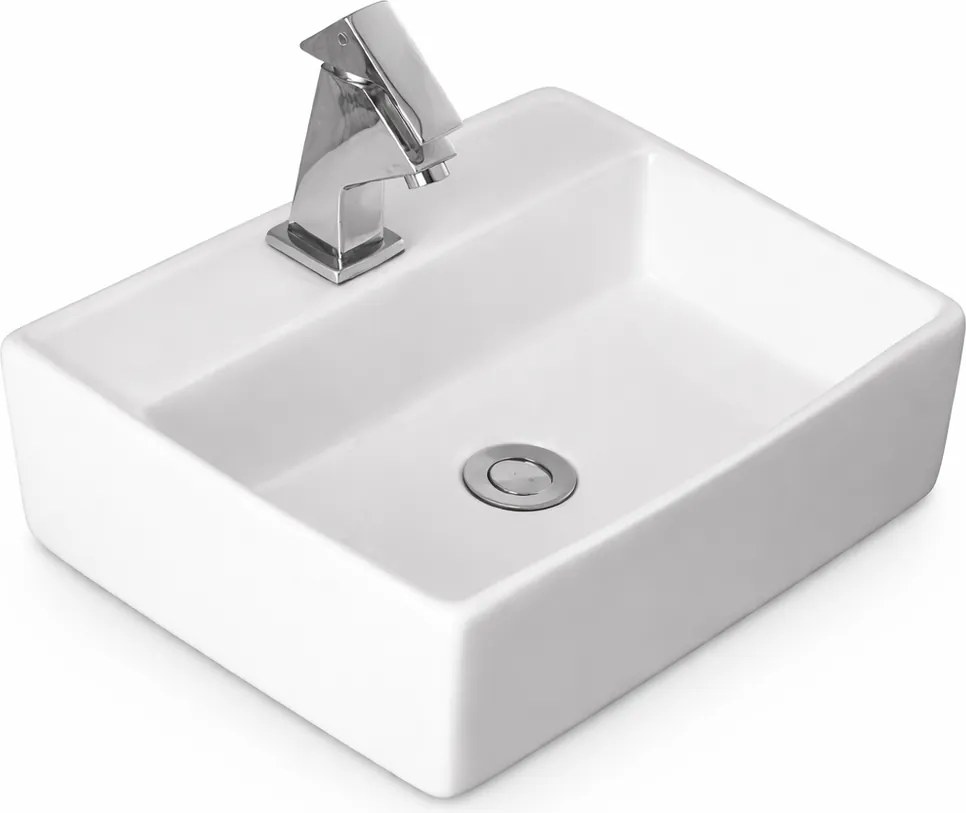 LINZ || Pultra helyezhető mosdókagyló, kerámia, fehér, szögletes