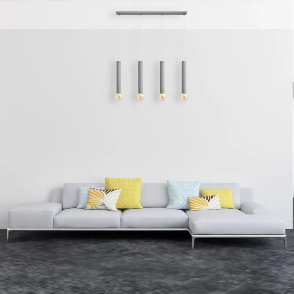 Csillár zsinóron TUBA 4xE27/15W/230V szürke