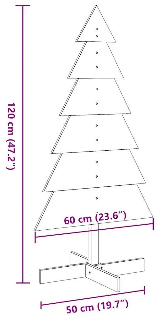 viaszbarna tömör fenyőfa karácsonyfa-dekoráció 120 cm