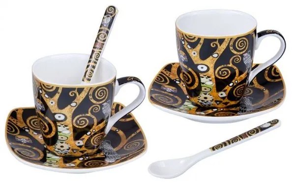 Klimt porcelán eszpresszó kávés csésze szett díszdobozban Életfa