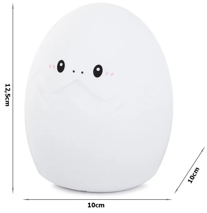 Szilikon LED gyerek éjjeli lámpa EGG 12,5 cm fehér