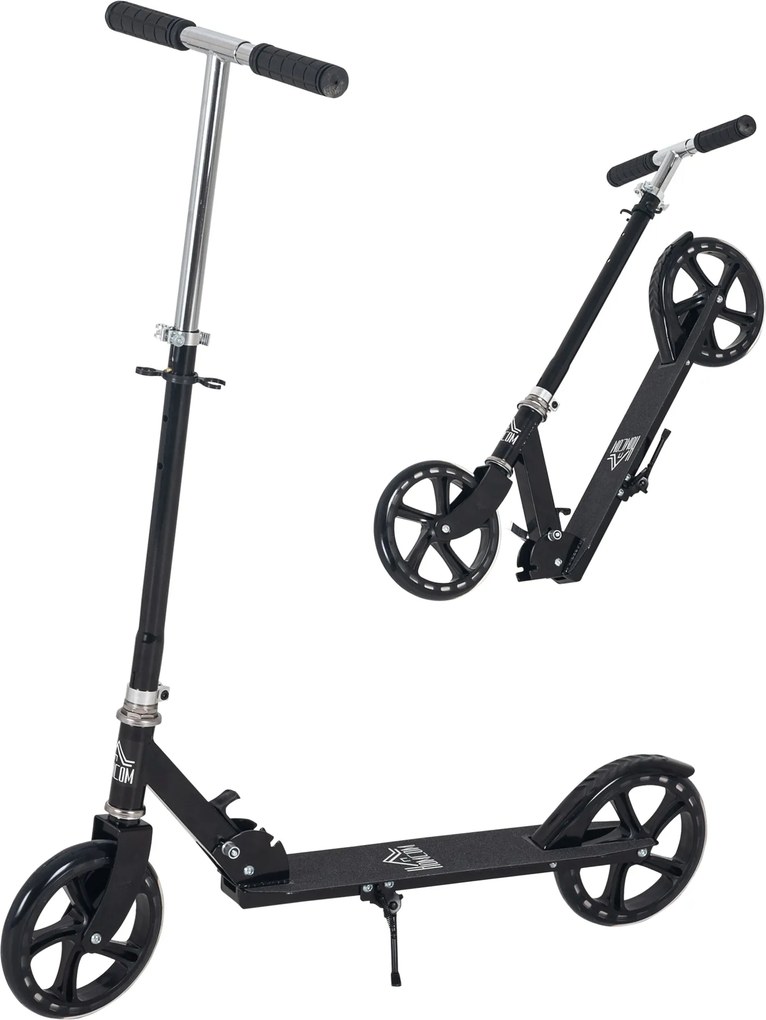 HOMCOM Összecsukható Roller Gyerekeknek 7-14 Éves Korig - Magasságállítható Kormány 4 Szinten Fékkel 88x37x75-100 cm Fekete | Aosom