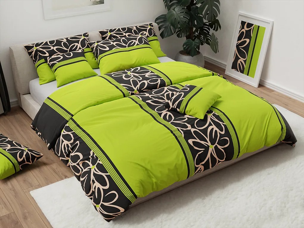 Pamut ágynemű BELLA BLEND zöld Ágyneműhuzat mérete: 70 x 90 cm | 140 x 200 cm