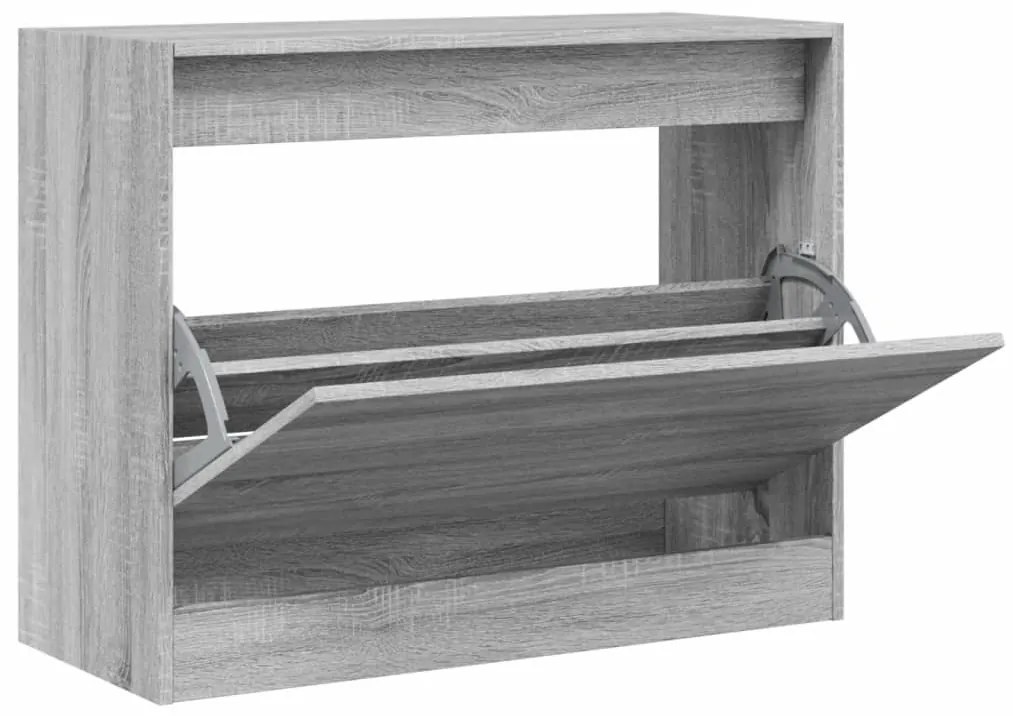 szürke sonoma színű szerelt fa cipőszekrény 80 x 34 x 63 cm