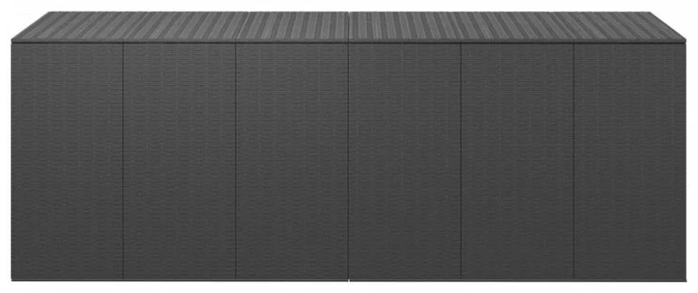 fekete polyrattan kerti párnatartó doboz 291 x 100,5 x 104 cm