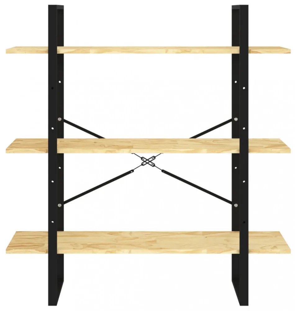 háromszintes tömör fenyőfa könyvszekrény 100 x 30 x 105 cm
