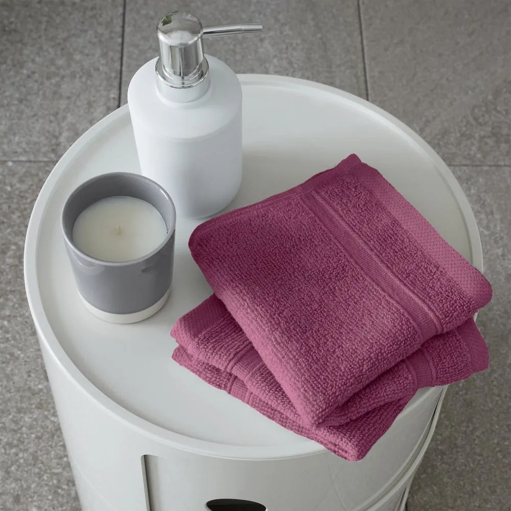 Sötét rózsaszín frottír pamut törölköző szett 2 db-os 30x30 cm Zero Twist – Catherine Lansfield