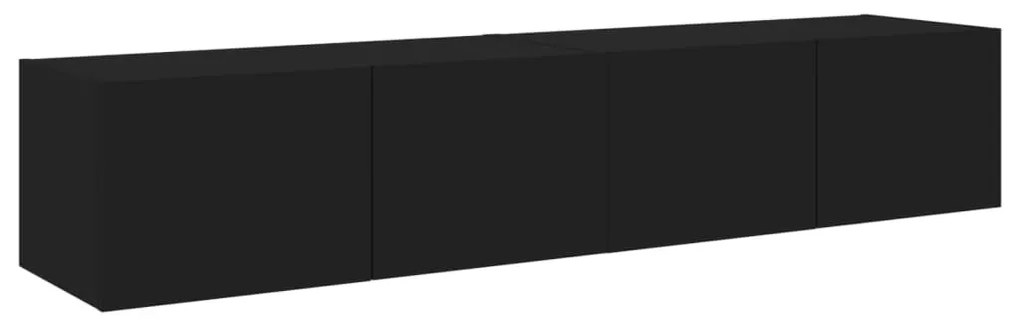 2 db fekete falra szerelhető TV-szekrény LED-del 80x35x31 cm