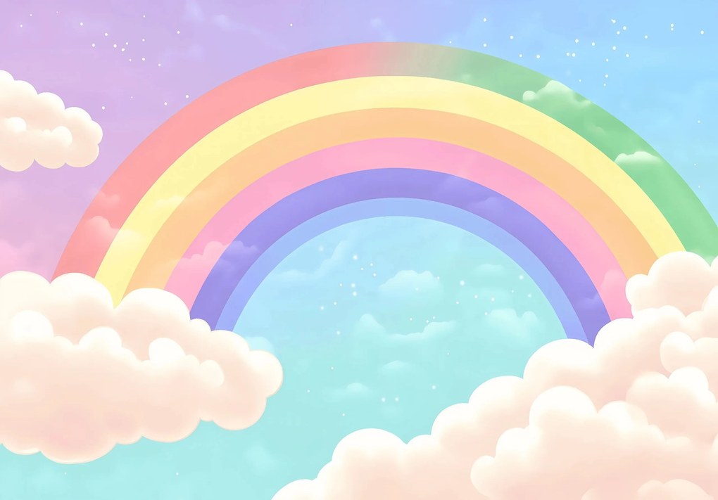 Fotótapéta pasztell szivárvány és felhők gyerekeknek mesebeli óvodai szoba