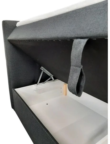 Kárpitozott ágy matracokkal és topperrel, ágy alatti tárolóval EMBER 180x200 cm antracit