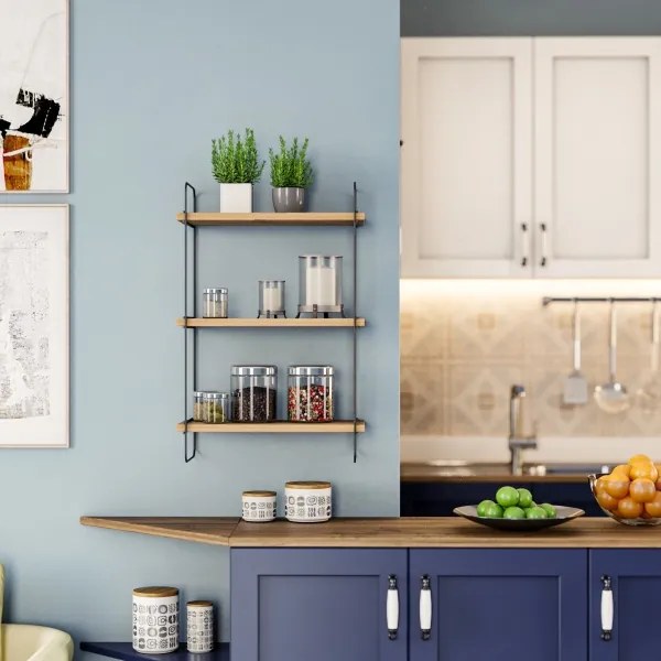 Fali polc PULALIS 66x40 cm barna/fekete