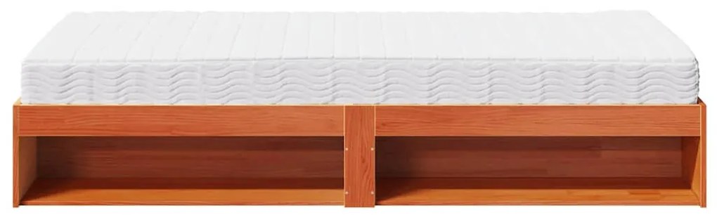viaszbarna tömör fenyőfa kanapéágy matraccal 80 x 200 cm