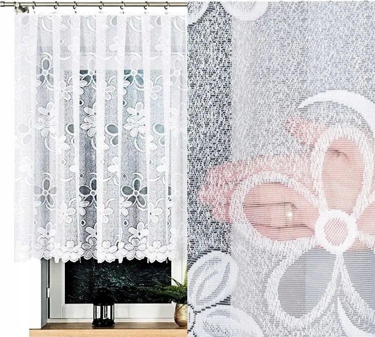 Jacquard függöny Renata 200x130cm egyenes virágmintás (kész) szegéllyel