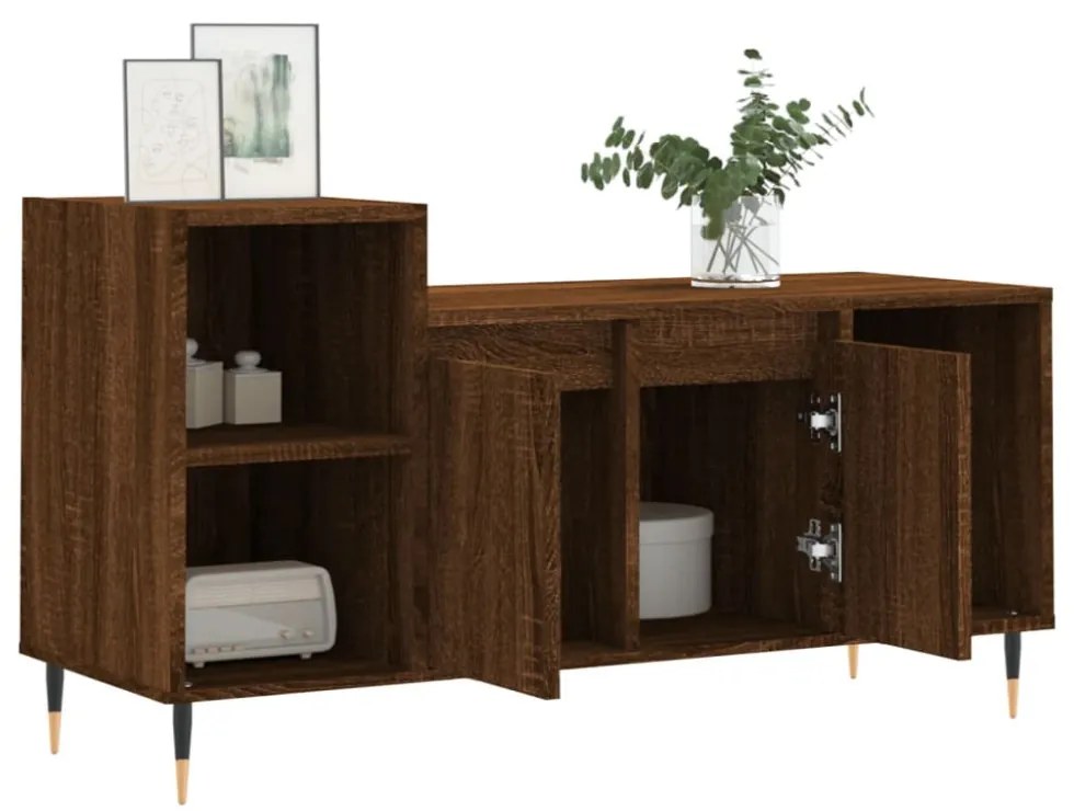 barna tölgyszínű szerelt fa TV-szekrény 100x35x55 cm