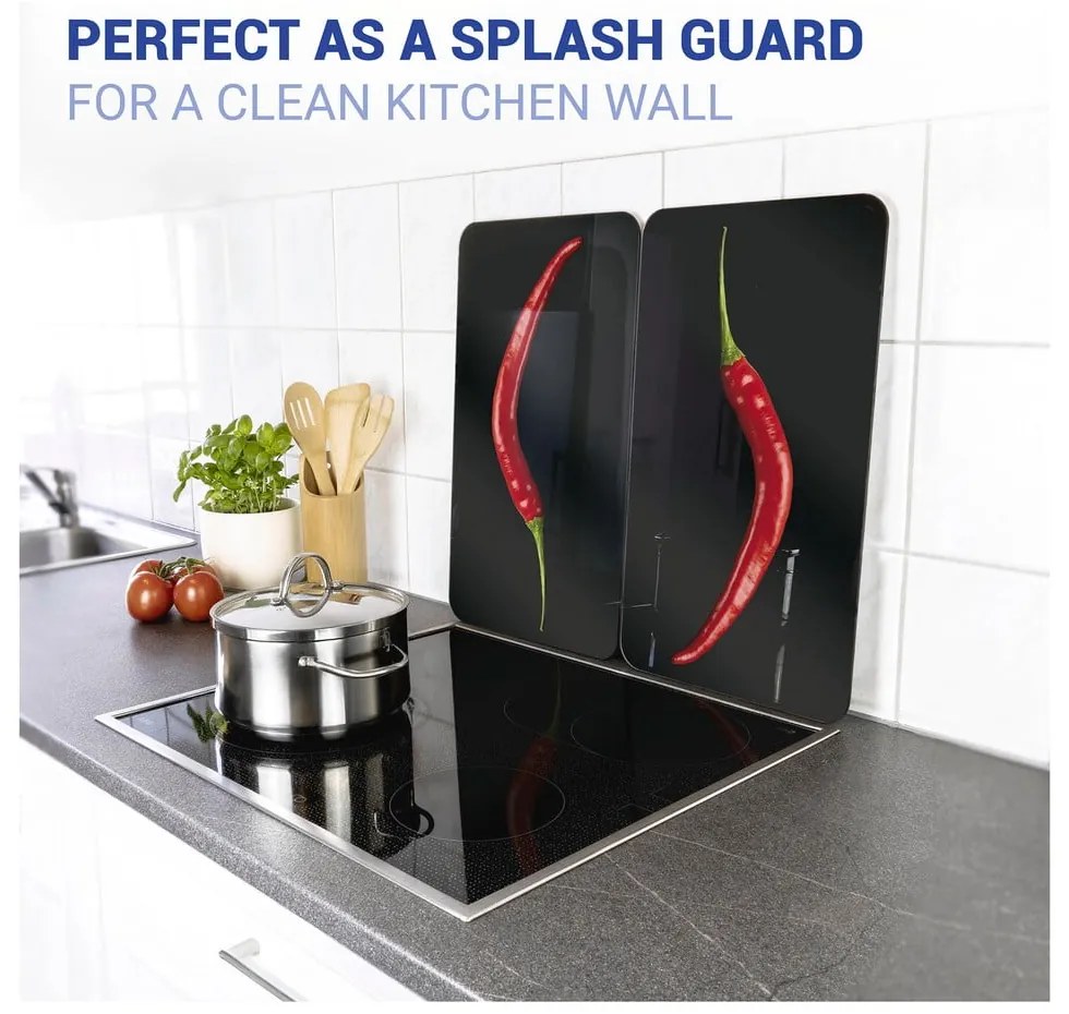 Edzett üveg tűzhely fedőlap szett 2 db-os 30x52 cm Peperoni – Wenko