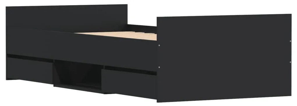 fekete ágykeret fej- és lábtámlával 90 x 200 cm