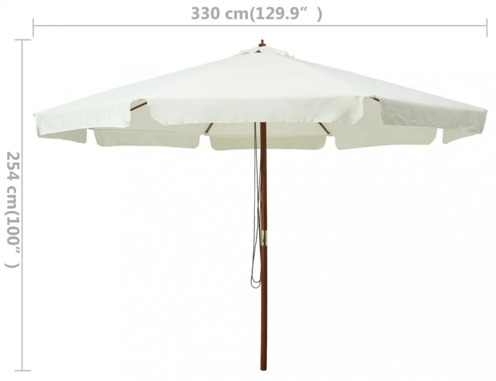 homokfehér kültéri napernyő farúddal 330 cm