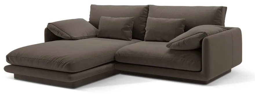 Barna bársony sarokkanapé (bal oldali-heverő résszel) Torino – Micadoni