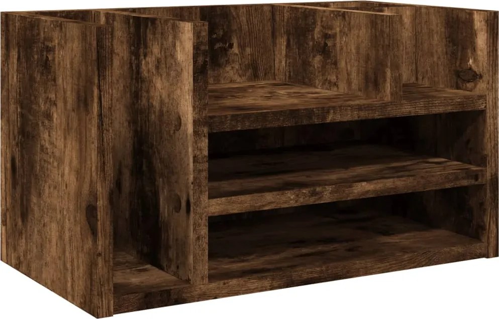 vidaXL füstös tölgy színű szerelt fa asztali szervező 44,5x24x25 cm