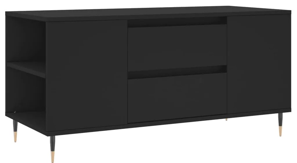 Fekete szerelt fa dohányzóasztal 102x44,5x50 cm