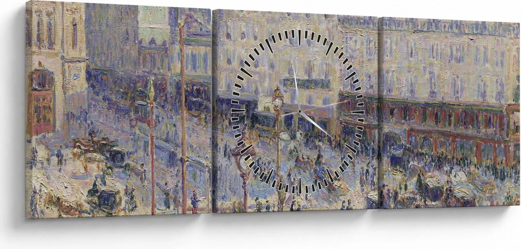 Kép - Camille Pissarro, The Place du Havre, reprodukciók (órával) (90x30 cm)