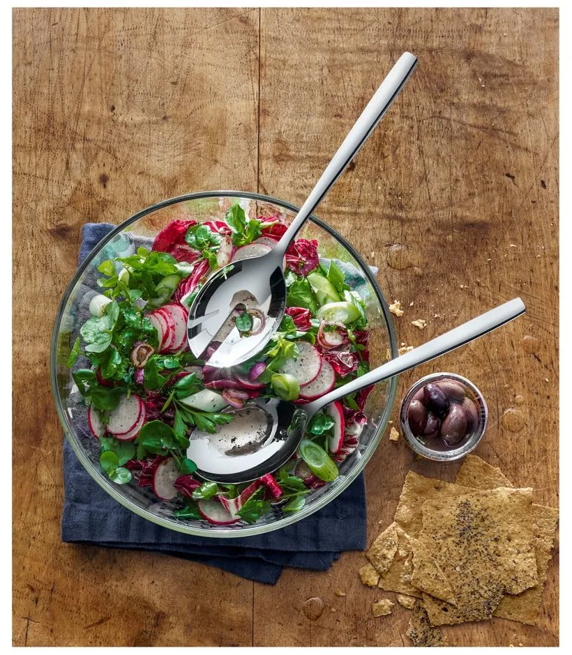 Taverno üveg salátástál és 2 db rozsdamentes salátaszedő készlet - WMF