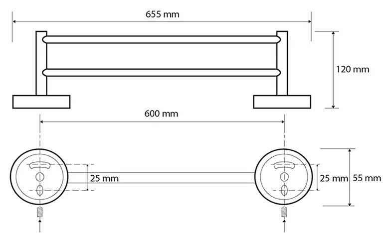 SAPHO XB401 X-Round Black dupla törülközőtartó,fekete