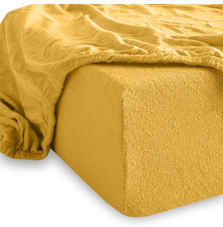 EMI sárga frottír gumis lepedő, 90 (100)x200-as lap