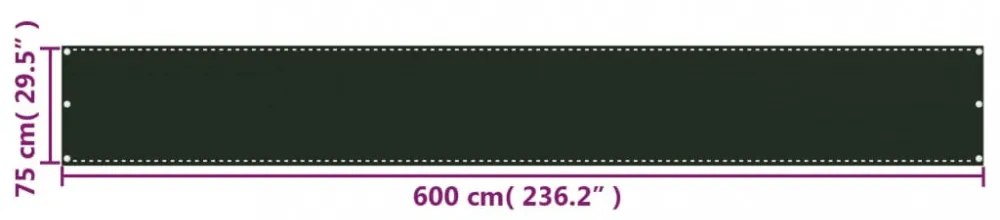 sötétzöld HDPE erkélytakaró 75 x 600 cm