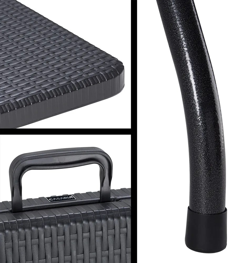 Casaria® Rattan asztal 180x75x73 cm - fekete