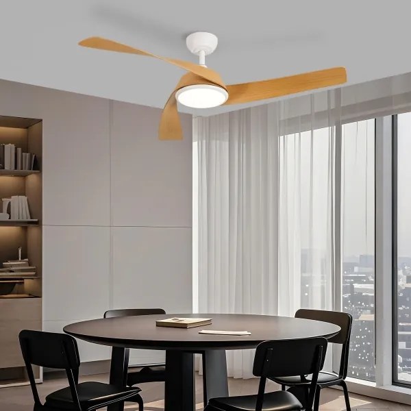 ZEVENTI - LED mennyezeti ventilátor AERYS LED/24W/230V Wi-Fi Tuya fehér/tölgy + távirányító