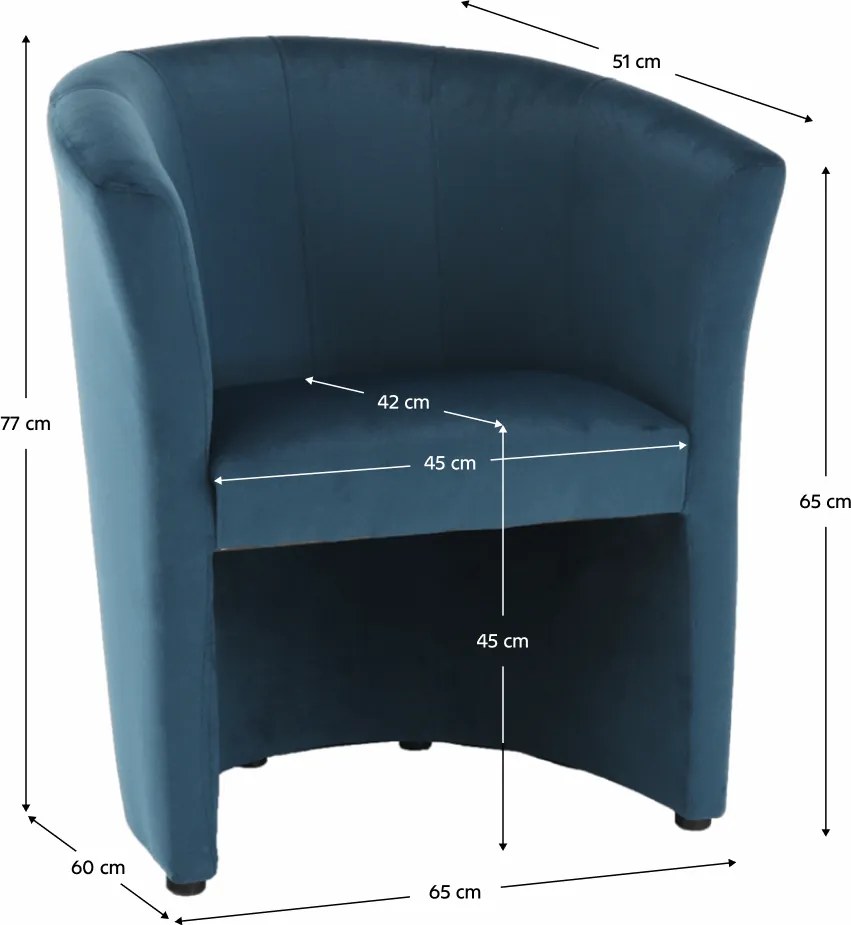 Klub fotel, kék anyag, CUBA
