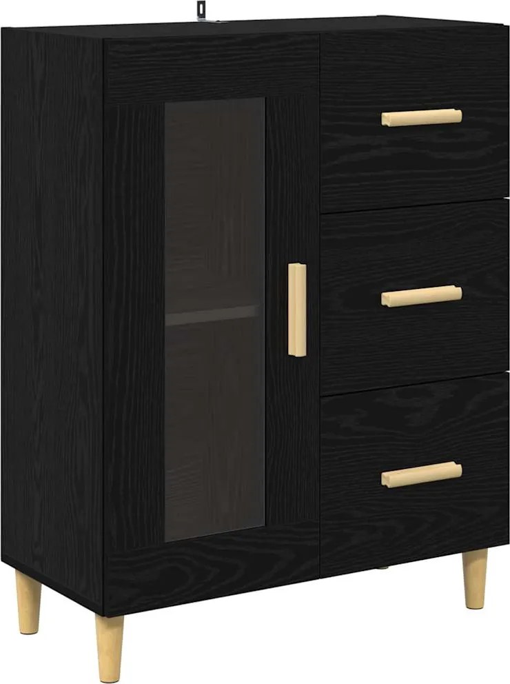 vidaXL Széf fiókkal Fekete tölgy 69,5 x 34 x 90 cm Faanyag
